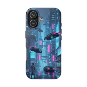 Cyberpunk City Tough Phone Case - Neon Futuristic iPhone Cover