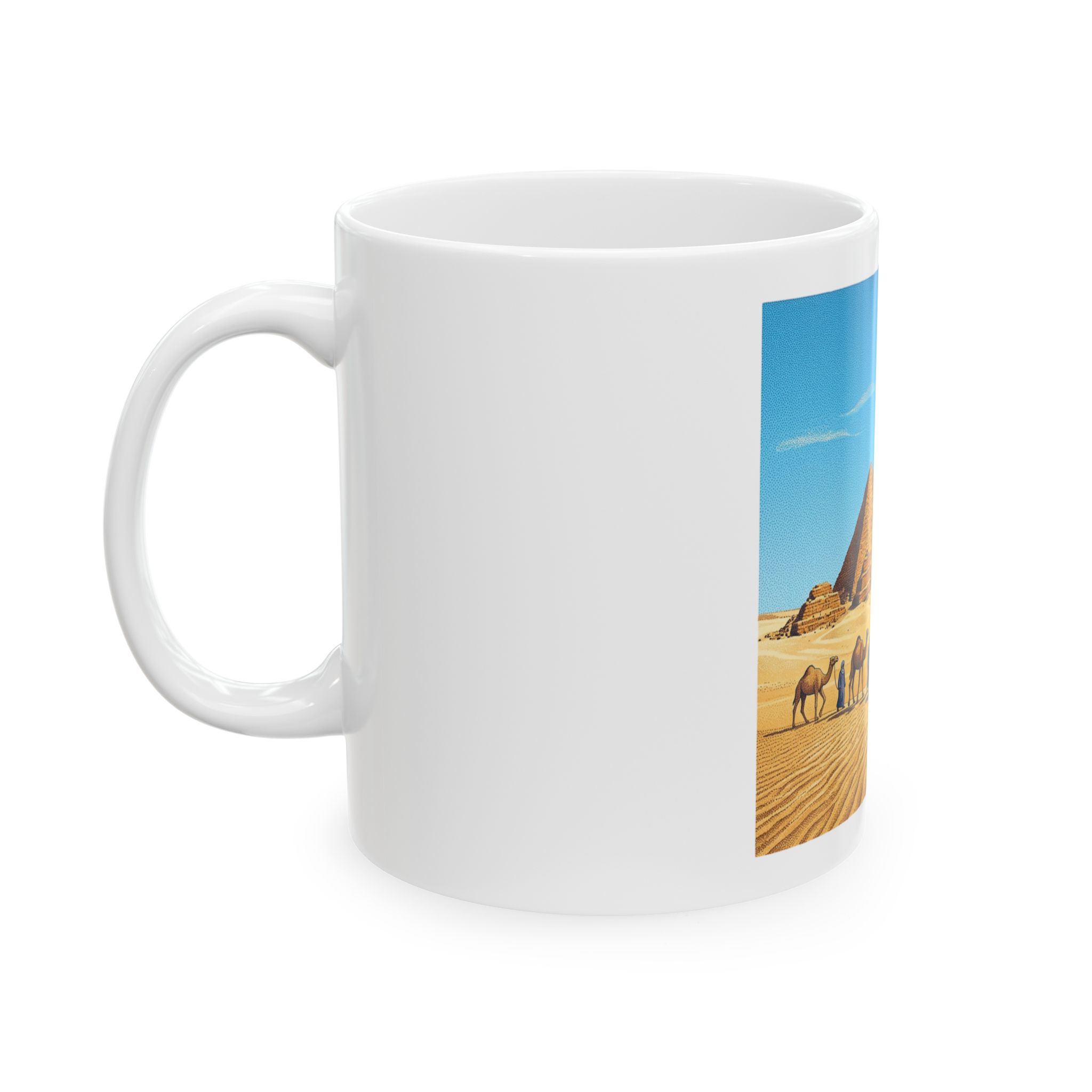 Egypt Pyramids Ceramic Mug — Desert Camel Caravan Travel Coffee Cup (11oz/15oz) - 图片 3